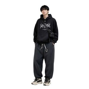 KIDORIMAN Charcoal Gray Outdoor Joggers Drawstring Waist‎ Baggy Streetwear XL